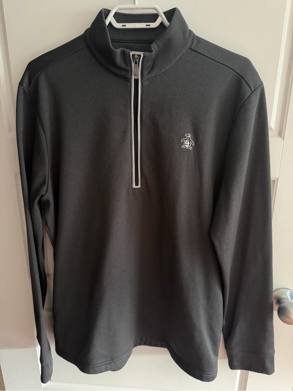 Original Penguin Men's Black Half-Zip Pullover with White Trim